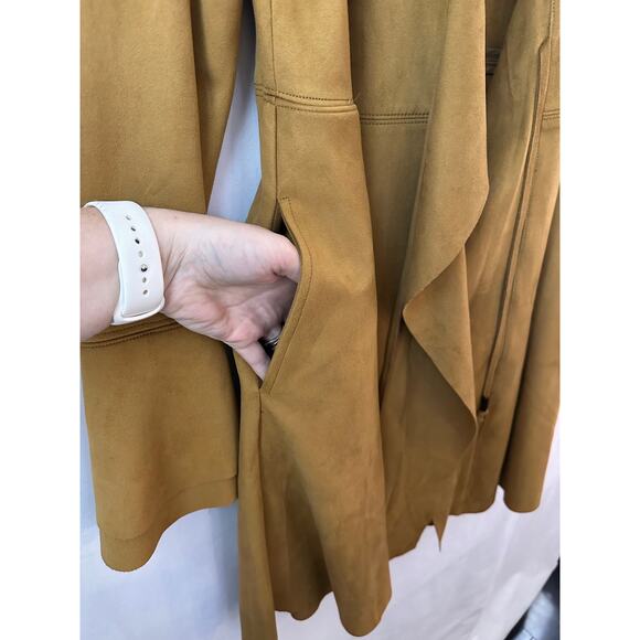 Free People Faux Suede Meadow Jacket Boho Bell Sleeves Carmel Brown Medium - Picture 7 of 12